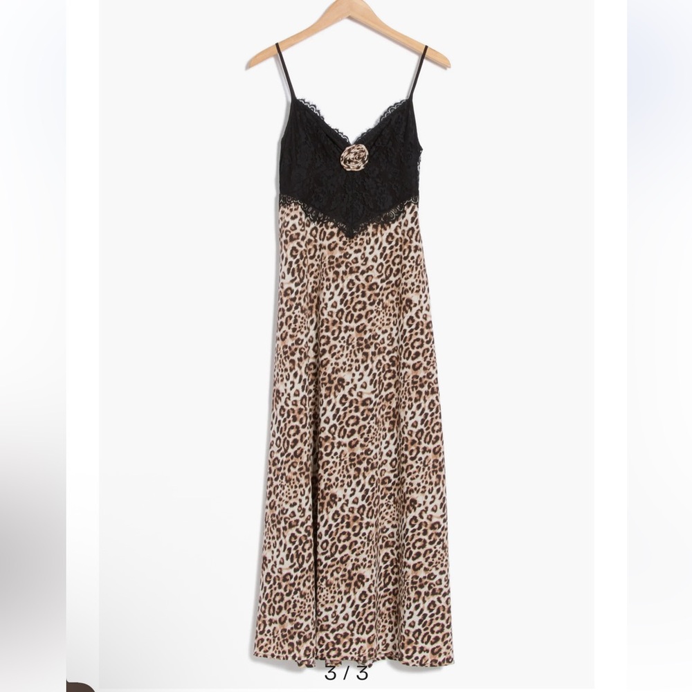 Leopard Print Lace Trim Dress- WAYF